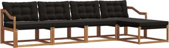 vidaXL Conjunto De Sof&aacute;s De Exterior 5 Uds. Natural Y Negro Vidaxl