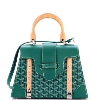 Goyard Saigon Top Handle Bag Coated Canvas with Leather PM