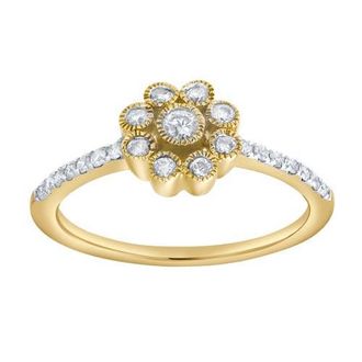 LuvMyJewelry Whispered Petals 0.30 Ct Natural Diamond Floral 10K Gold Ring in 10K Yellow Gold at Nordstrom, Size 6.5