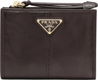 Prada Portemonnee Klein - Dames - Portefeuilles - Bruin - ONE Size - Leer - Accessoires