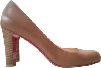 Christian Louboutin Dark Beige Pumps with Wooden Heel Size 38.5