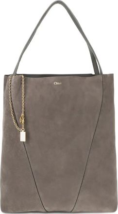 Chloé large Spin tote bag - women - Calf Suede/Calf Leather - One Size - Grey
