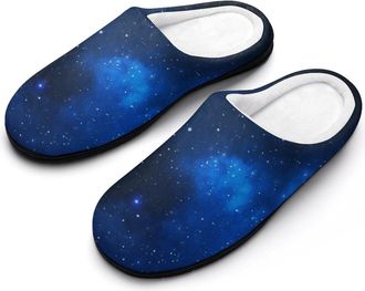 Generic Blue-Starry Sky Mens Slipper Slip On Winter Warm House Slippers Shoes Indoor Outdoor