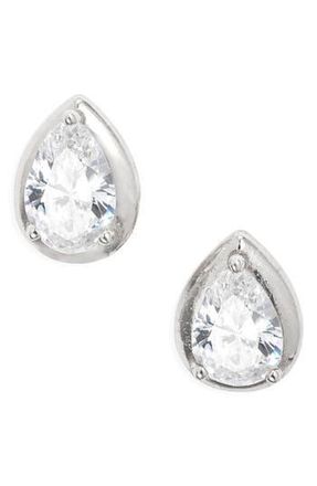 Nordstrom Cubic Zirconia Teardrop Earrings in Platinum Plated at Nordstrom Rack