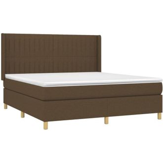 vidaXL Vidaxl - Cama Box Spring Con Colch&oacute;n Tela Marr&oacute;n Oscuro 180x200 Cm