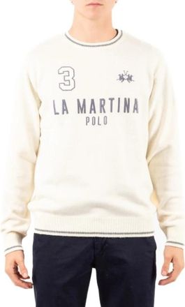 La Martina Mbs 303Yw 139 - Heren - Ronde hals truien - Wit - XL - Truien & Vesten