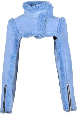 LaQuan Smith leren jas - Dames - Leren en Su&egrave;de Jassen - Blauw - S - Jassen