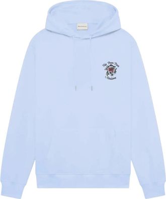 Dr&ocirc;le de Monsieur Geborduurde Hoodie Sweater - Heren - Hoodies - Blauw - S - Katoen - Hoodies & sweatvesten