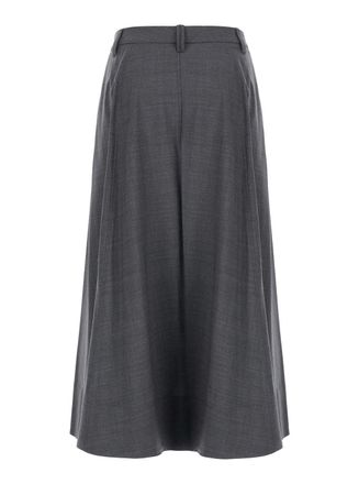 Brunello Cucinelli Womens Midi Skirt Grey Wool Blend Virgin