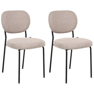 Beliani Beliani - Conjunto De 2 Sillas De Comedor Sin Reposabrazos Dise&ntilde;o Escandinavo Tapizado F&aacute;cil De Limpiar Marr&oacute;n Claro Loleta