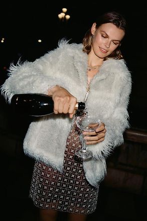 Pilcro Textured Faux Fur Coat Jacket