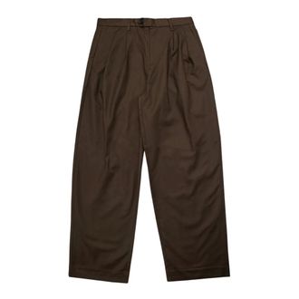 Selected Straight Trousers, male, Brown, W33, Brown Pleated Wide Leg Trousers