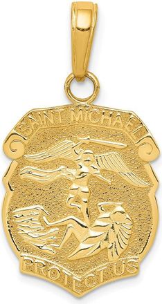 Diamond2Deal 14k Yellow Gold Saint Michael Medal Badge Pendant