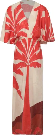 Juan de Dios Womens Topacio Midi Tunic Dress In Orange Palms