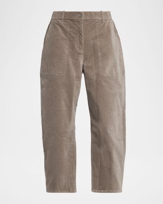 Eileen Fisher Petite Brushed Cotton Barrel-Leg Crop Pants