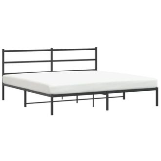 Berkfield Home Metal Bed Frame without Mattress with Headboard Black 180x200cm | Size: Super King