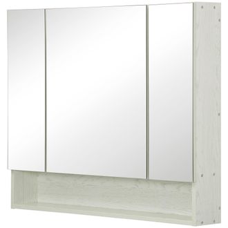Kleankin Kleankin - Armadietto A Specchio Montato A Muro Per Bagno In Mdf E Vetro Bianco
