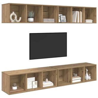 Berkfield Home Wall TV Cabinet with Shelf 4 pcs Artisan oak 37 x 37 x 107.5 cm in Brown