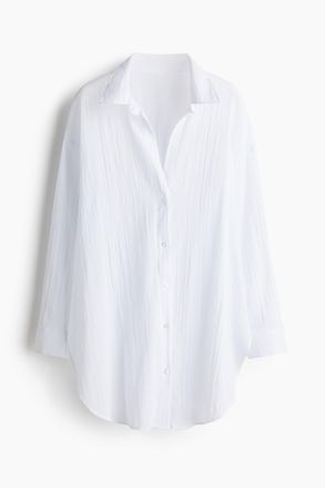 H&M Longbluse aus Baumwolle - Weiss