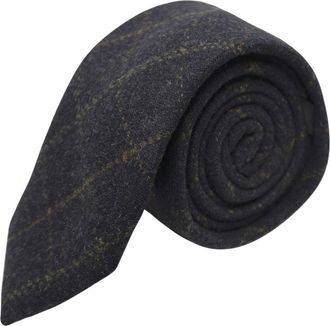 King & Priory Boys Heritage Check Navy Blue Tie
