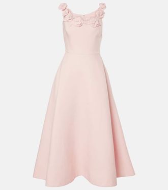 Valentino Crepe Couture floral-appliqu&eacute; midi dress