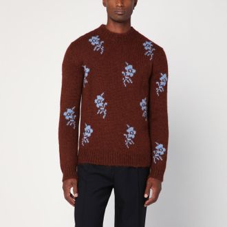 Jil Sander Brick Coloured Alpaca Sweater With Embroidery
