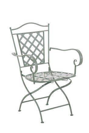 Clp Silla de exterior con reposabrazos en Metal Verde antiguo