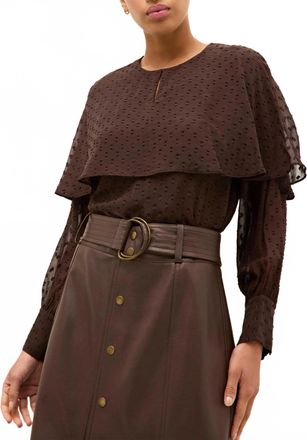 Marie Oliver Jayne Cape Blouse In Walnut
