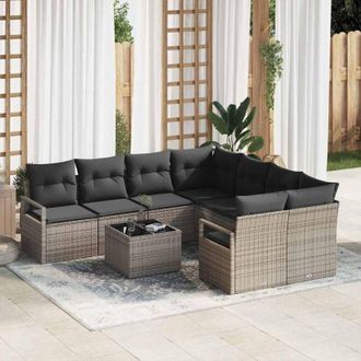 vidaXL Conjunto De Sof&aacute; De Jard&iacute;n Con Coj&iacute;n 9 Pcs Gris 55 X 55 X 37 Cm Vidaxl