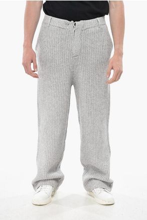 Aya Muse Straight-Leg Knit Trousers with Belt Loops size M