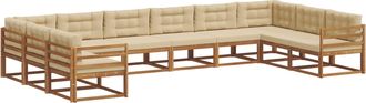 vidaXL Conjunto De Sof&aacute;s De Exterior 10 Uds. Natural Y Beige Vidaxl