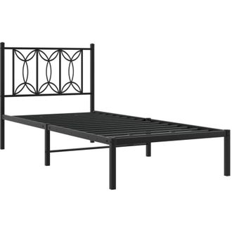 vidaXL Estructura cama sin colchón con cabecero metal negro 75x190 cm Vidaxl