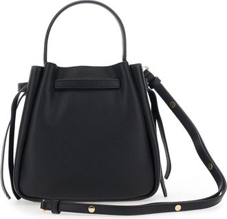 Tory Burch Womens Bucket Bag Romy Grained Black Leather Cow Handbags Hand