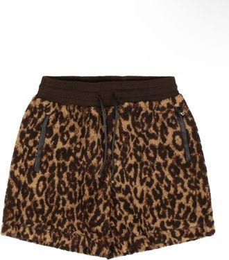 Amiri Printed Leopard Fleece Shorts- Brown / Tan