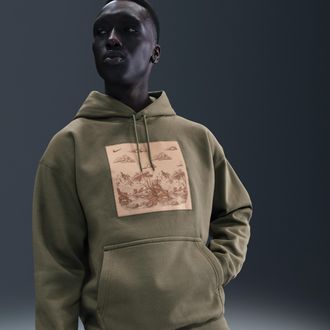 Nike Mens Solo Swoosh Pullover Fleece Hoodie in Green | HV4114-222