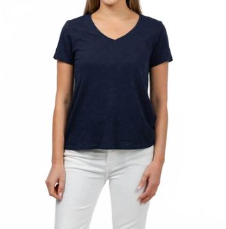 Elliott Lauren Short Sleeve V-Neck Tee In Navy