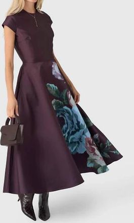 Marques Almeida Flower Printed Cap Sleeve Dress In Burgundy