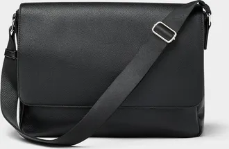 Le 31 Mens Pebbled faux-leather messenger bag