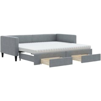 vidaXL Sof&aacute; Cama Nido Con Cajones Tela Gris Claro 90x190 Cm Vidaxl