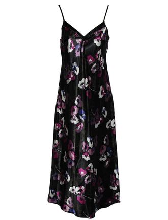 Generic Ex M&S Marks & Spencer Long Length Satin Nightdress Chemise (Black, 12)