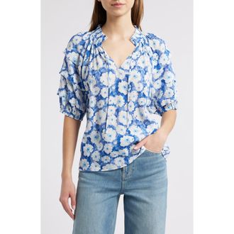Rails Paris Floral Puff Sleeve Top in Blue Floral at Nordstrom Rack, Size X-Large