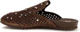 Pedro Garcia Womens Mules Braidy Chestnut Calf Suede Castoro-Greige Leather (bos Taurus) Sandal