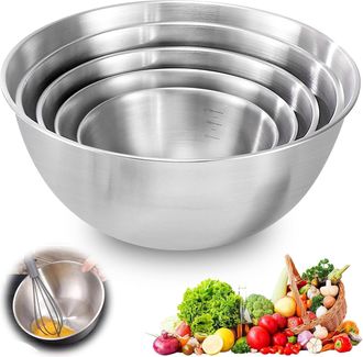 OEM Juego De 5 Cuencos Para Mezclar De Acero Inoxidable - Cuencos Para Ensalada De Acero Inoxidable - Cuenco Para Mezclar - Cuenco De Cocina - Cuenco Para
