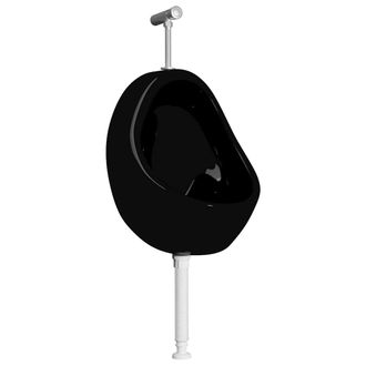 vidaXL Vidaxl - Orinatoio Sospeso Con Sciacquone In Ceramica Nero
