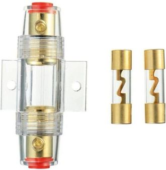 OEM Portafusibles En L&iacute;nea Chapado En Oro Agu Y 2 Fusibles De Vidrio Chapados En Oro Agu De 60 A Para Protecci&oacute;n De Seguridad De La Fuente De Alimentaci&oacute;n