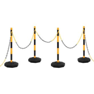 vidaXL Juego De Barrera Con Postes Y Cadena Pl&aacute;stico 10 M Vidaxl