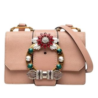 Miu Miu Pre-owned Madras Lederen Schoudertas - Dames - Pre-owned - Roze - Maat: ONE Size Leer
