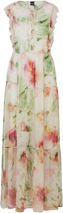 HUGO BOSS Womens Crew Neck Maxi A-Line Dress in Open Misc - Multicolour - Size 10 UK