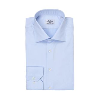 Stenstr&ouml;ms Lichtblauwe Wide Fit Overhemd - Heren - Zakelijke Overhemden - Blauw - 2XS - Katoen - Overhemden