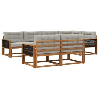 vidaXL Conjunto De Sof&aacute;s De Exterior 7 Pcs Natural Y Gris Claro Vidaxl